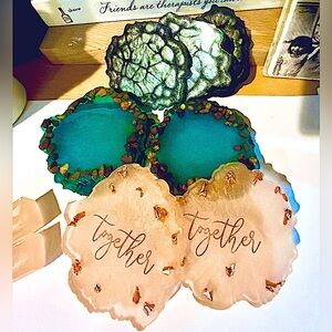 Handcrafted Coasters EPOXY RESIN and Wooden $40/set of two and up. Customizable